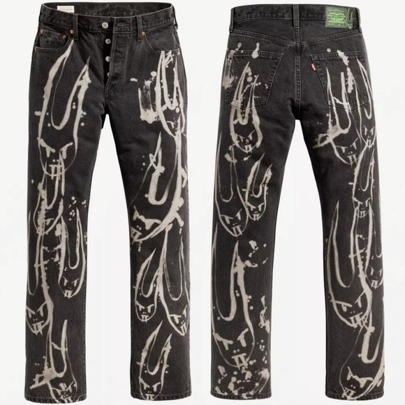 Levi's X Barbie Ferreira 501's Spitfire 90s Jeans in Distressed Black Sz 28 NWT - Picture 4 of 12